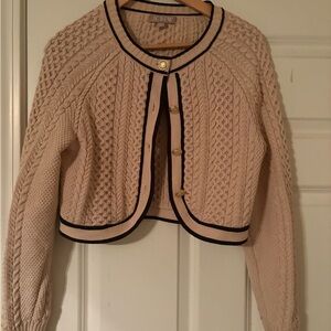 J. Crew Cream Cardigan with Black Trim